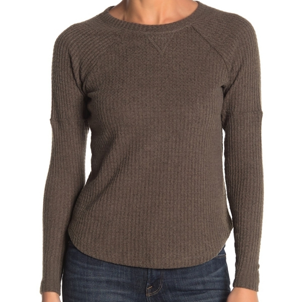 Sweet Romeo Green Cozy Thermal Pullover Top